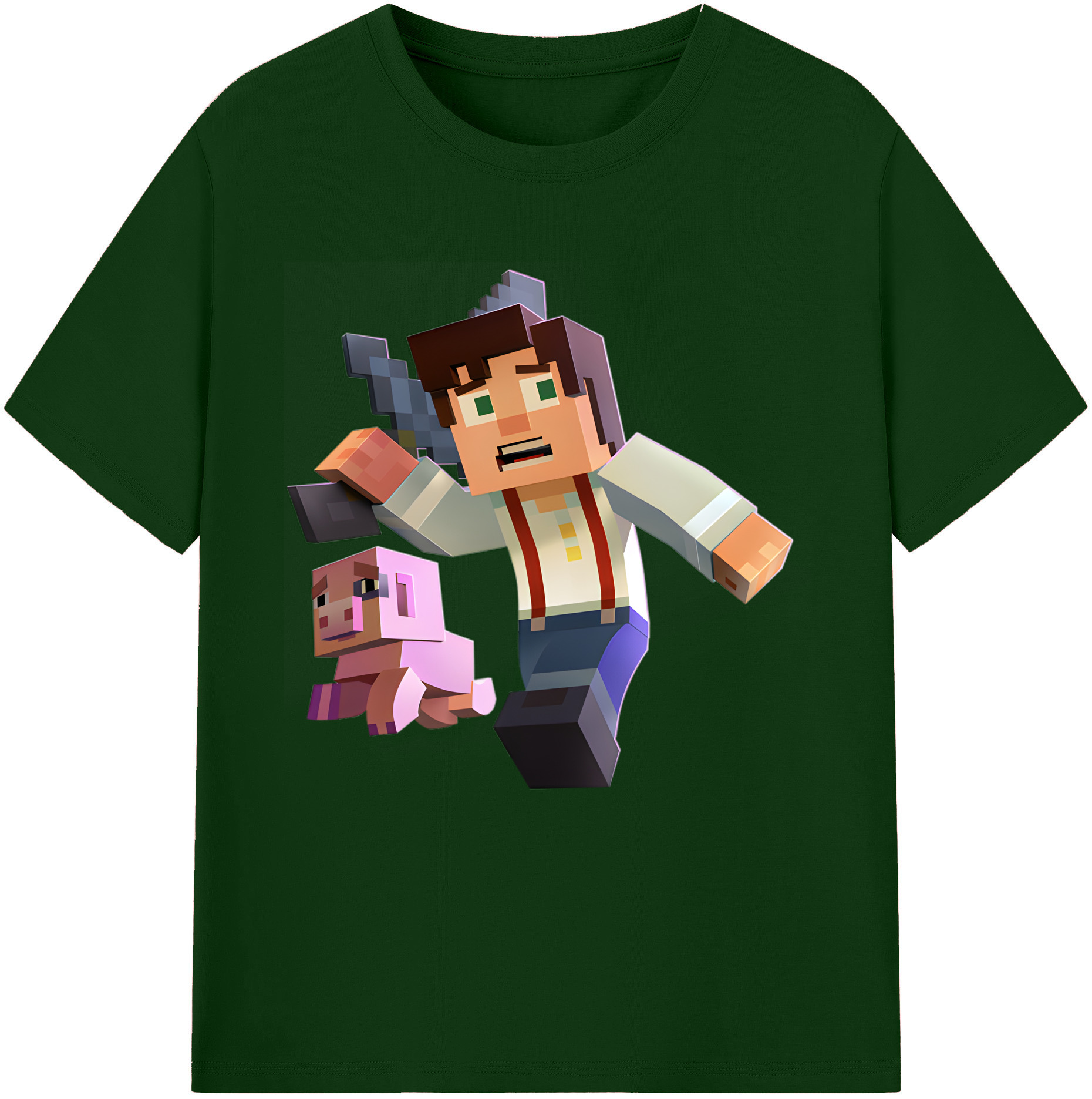 （画像用） マインクラフト ブロックの世界 Minecraft MC Block world 綿100％半袖Tシャツ（フロントプリント）